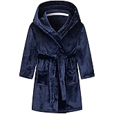 SRVNFBKT Boys Girls Robe Soft Fleece Hooded Bathrobe for Kids