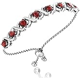 Belinda Jewelz Birthstone Bangle Bracelet for Women Classic Beautiful 925 Sterling Silver Sparkling Gemstone XO Bolo Tennis Bracelet Fine Wrist Jewelry 4.2 Ct, 11"
