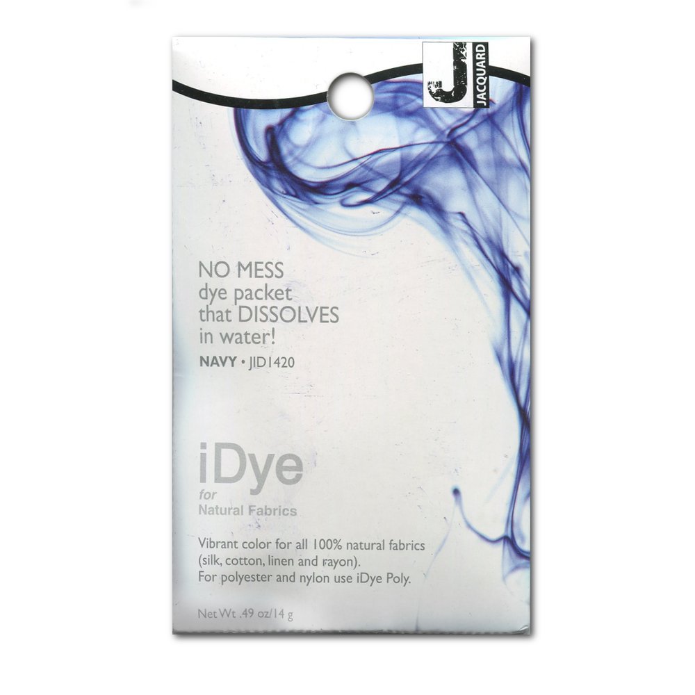 Jacquard iDye Navy Blue Fabric Dye for Natural Fibres, Permanent Textile Colourant Revitalising Clothing, Garment Customisation, Hot Water Craft Projects, 14g Packet