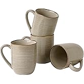 famiware Tempus Coffee Mugs Set of 4, 14 oz Coffee Cup Set, Stoneware Mugs with Handle for Coffee, Tea, Cocoa, Milk, Cappuccino, Microwave Safe - Castle Wall