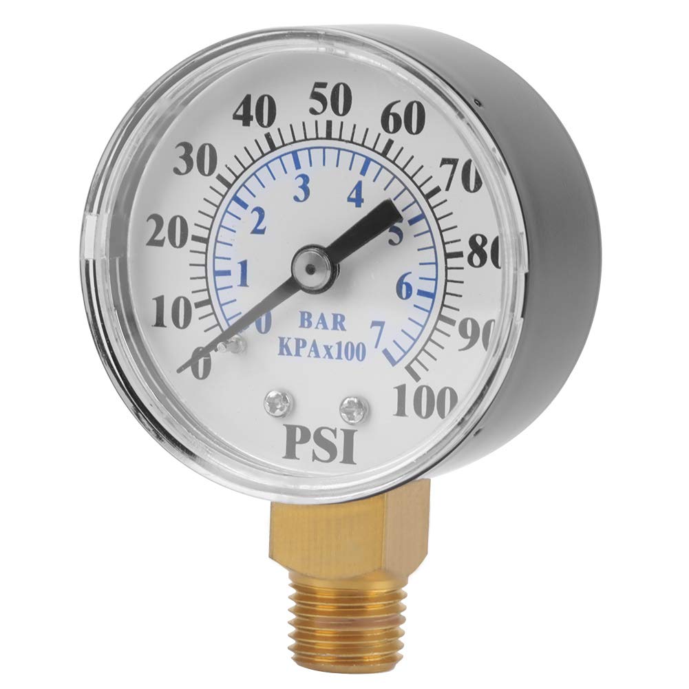 Maranon Hydraulic Pressure Gauge, 0-100psi / 0-7Bar Dual Scale Dial Manometer NPT 1/4" Thread Connection for Water Air Oil Instrument Base Entry