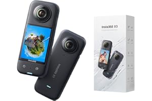 Insta360 X3 - Waterproof 360 Action Camera with 1/2" 48MP Sensors, 5.7K 360 Active HDR Video, 72MP 360 Photo, 4K Single-Lens,