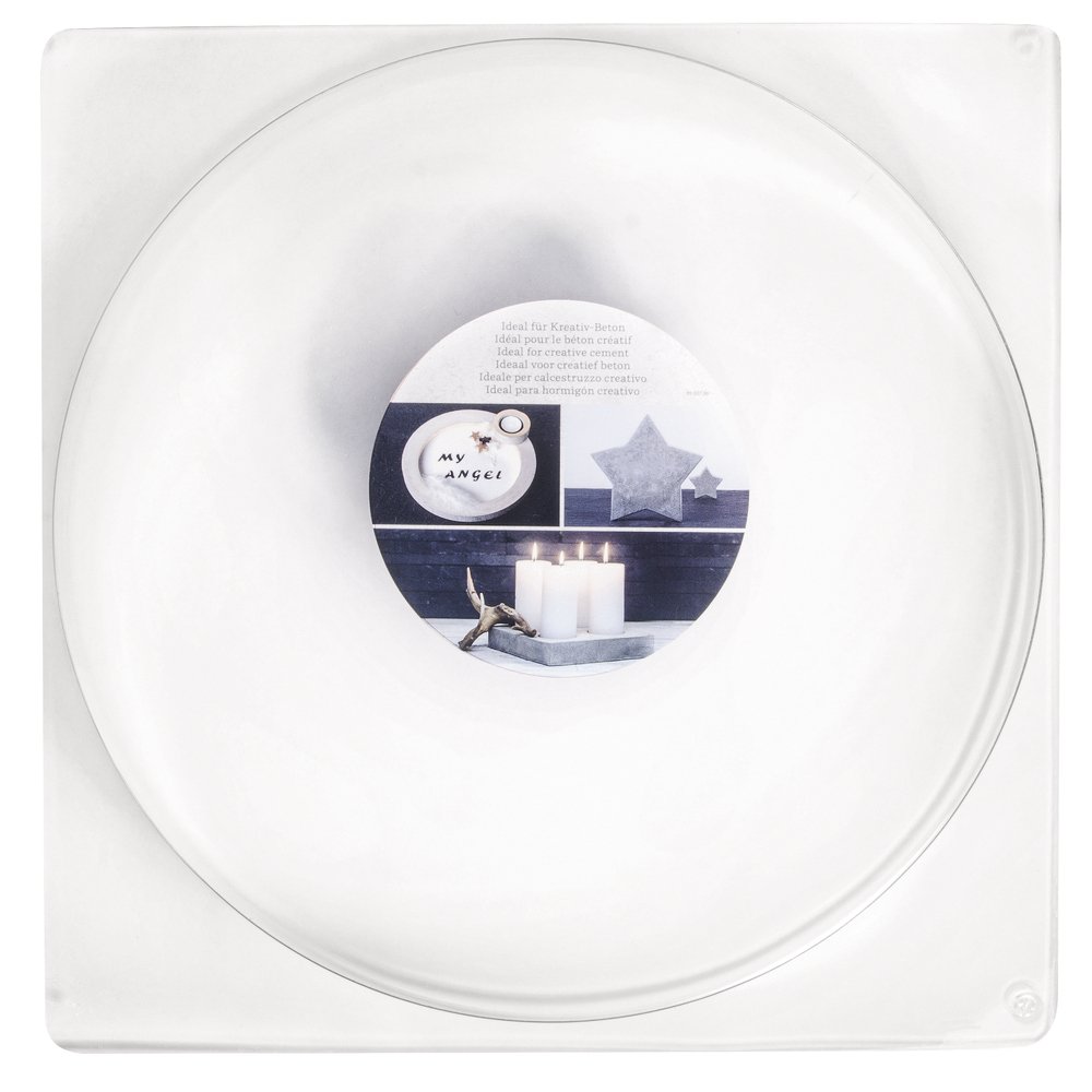 Rayher Candle Plate Shaped Casting Mould for Concrete Crafts, Mould with Round Tray Design for Plaster of Paris, Plate Shape for Moulding, Dimater 25cm, 36033000