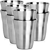 Beasea Stainless Steel Cups 8.8 oz, 8 Pack Small Stainless Steel Tumbler Bulk Stackable Insulated Mini Cups for Drinking Double Wall Metal Glasses Tin Cups for Office Home Party Camping