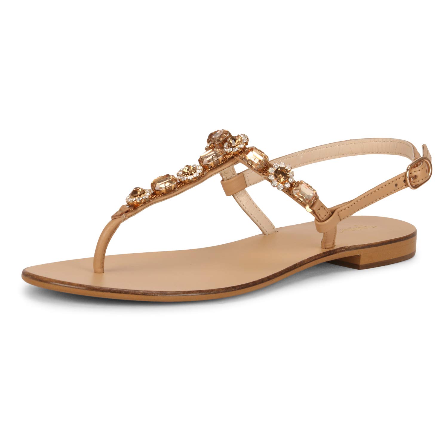 nude leather flat sandals