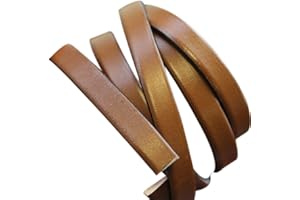 EZZO Flat Genuine Leather Cord for Bracelet Making 3/8 in. - Real Leather Strip for Jewelry, Keychain, DIY Craft Making, Watch Band, Purse Strap, 1.1 Yard (Brown)