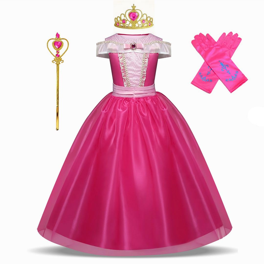 COLOR PRINCE Princess Costumes for Girls - Pink Fairy Tale Dress Up Set & Accessories - Deluxe Birthday Party & Halloween Cosplay Outfit - Age 5 to 6