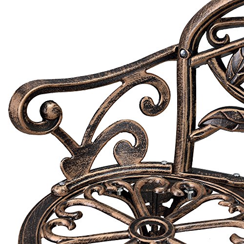 casa.pro Gartenbank Bronze Gusseisen - Wetterfester 2-Sitzer rund aus Metall im Antik-Design - Parkbank/Sitzbank/Eisenbank im Landhausstil – Bild 7