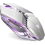 TENMOS T12 Wireless Gaming Mouse Rechargeable, 2.4G Silent Optical Wireless Computer Mice with Changeable LED Light…