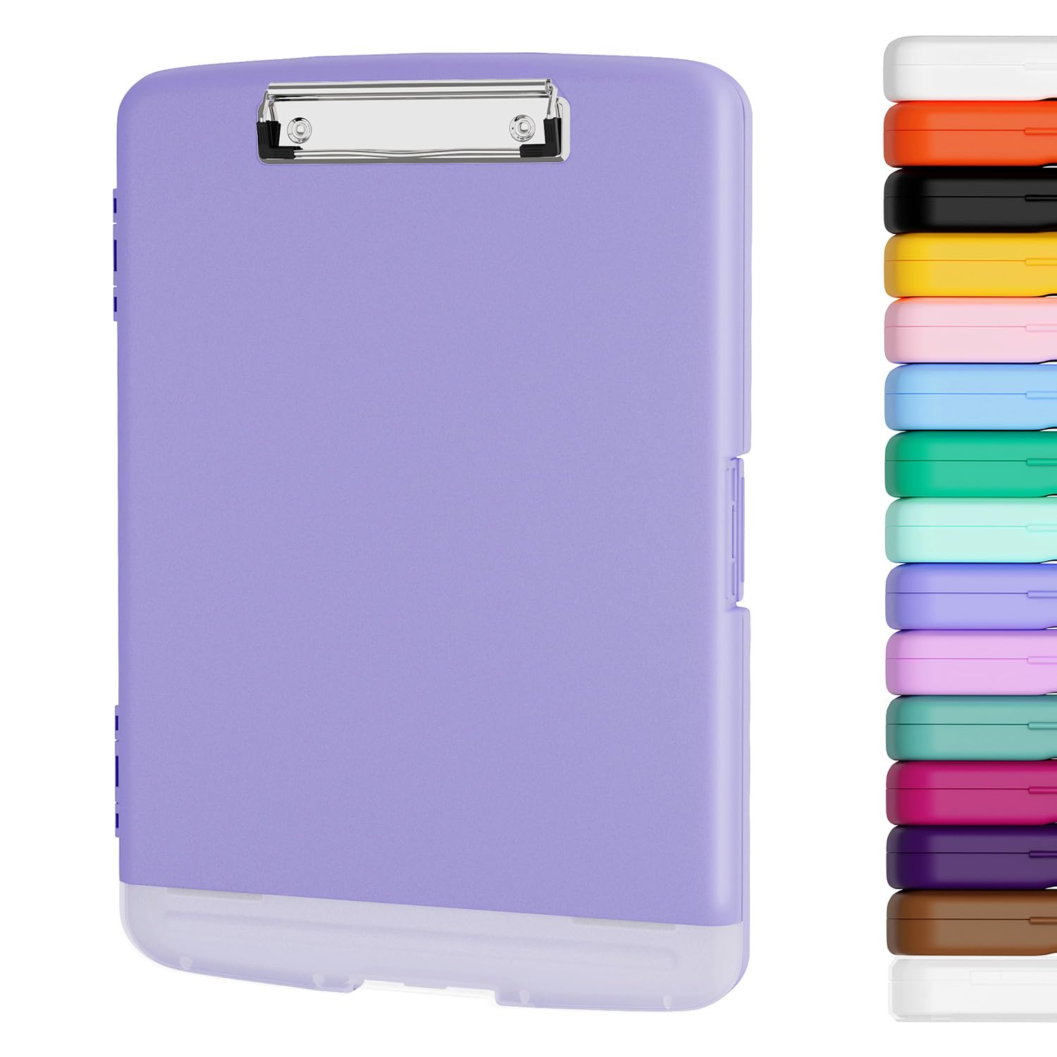 Photo 1 of Piasoenc Clipboard with Storage, 8.5 x 11 Organization Box with Pen Holder and A4 Legal Paper Folder, Folio & Side-Opening, Low Profile Clip,for Nurses,Teachers, Size 14 x 9.6 x 1.2 in, Purple