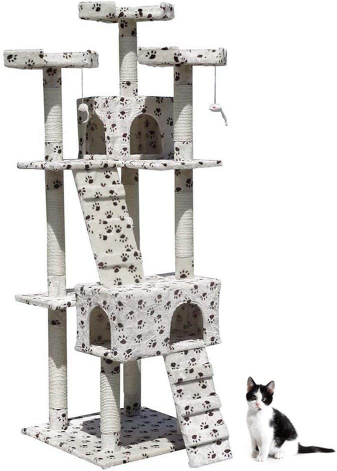 Hongyans Cat Play Towers & Trees Station - Pet Scratch Poles Activity Centre Houses Sleep & Rest Bed- Scratching Toy Posts with Platform for Kitten