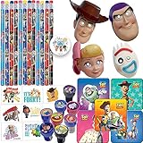 Toy Story Birthday Party Favors and Goodie Bag Fillers Pack For 16 Guests With Toy Story Masks, Pencils, Tattoos, Stickers, Stampers, and Exclusive Pin