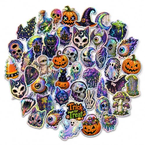 Halloween Stickers 50 Pcs Holographic Waterproof