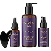 The Vivéa 44 Ritual – 3-Piece Skincare Set with Cleanser, Vitamin C Serum & Moisturizer – Daily Hydrating and Brightening Routine for Smooth Radiant Skin – Vegan & Cruelty-Free + Gua Sha