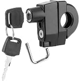 Universal Motorcycle Helmet Lock Anti-Theft Helmet Safety Lock Metal 22mm-26mm Black with 2 Keys