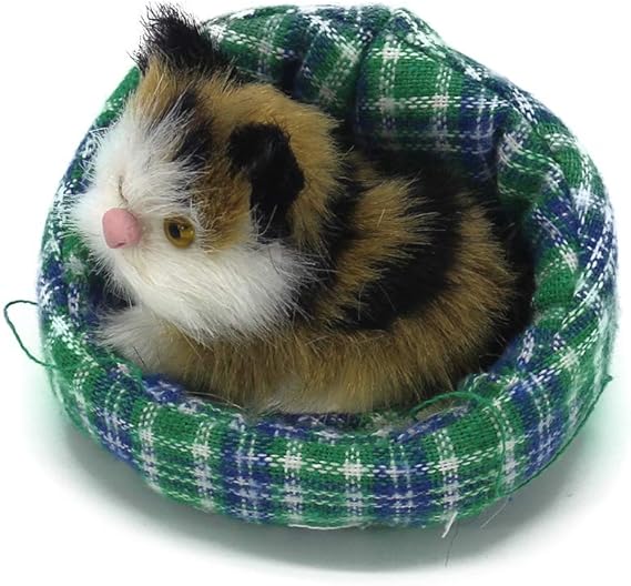 sleeping cat in basket toy