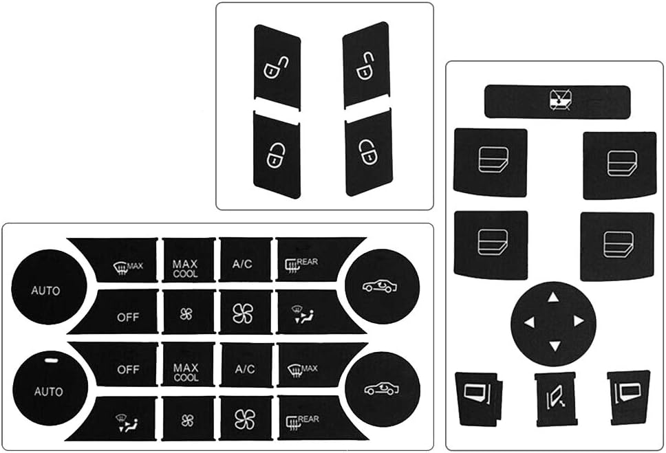 Door Lock Switch & Window Switch & AC Button Stickers for 2008-2014 Mercedes Benz W204 C250 C300 C350 E-Class ML GL GLK