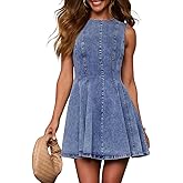 KDF Denim Dress for Women Sleeveless Babydoll Tank Jean Dress Slim Fit A-Line Summer Dresses for Women 2025