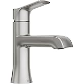 Moen LISO Spot Resist Brushed Nickel One-Handle Bathroom Faucet, One Hole Bathroom Sink Faucet with Optional Deck Plate and Push Down Drain, 84540SRN