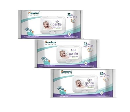 Cheesy Cheeks 3 Pieces Himalaya Gentle Baby Wipes 72 (Multicolour)