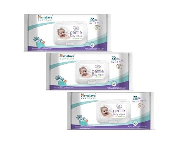Cheesy Cheeks Himalaya Gentle Baby Wipes 72 (Multicolour) -6 Pieces