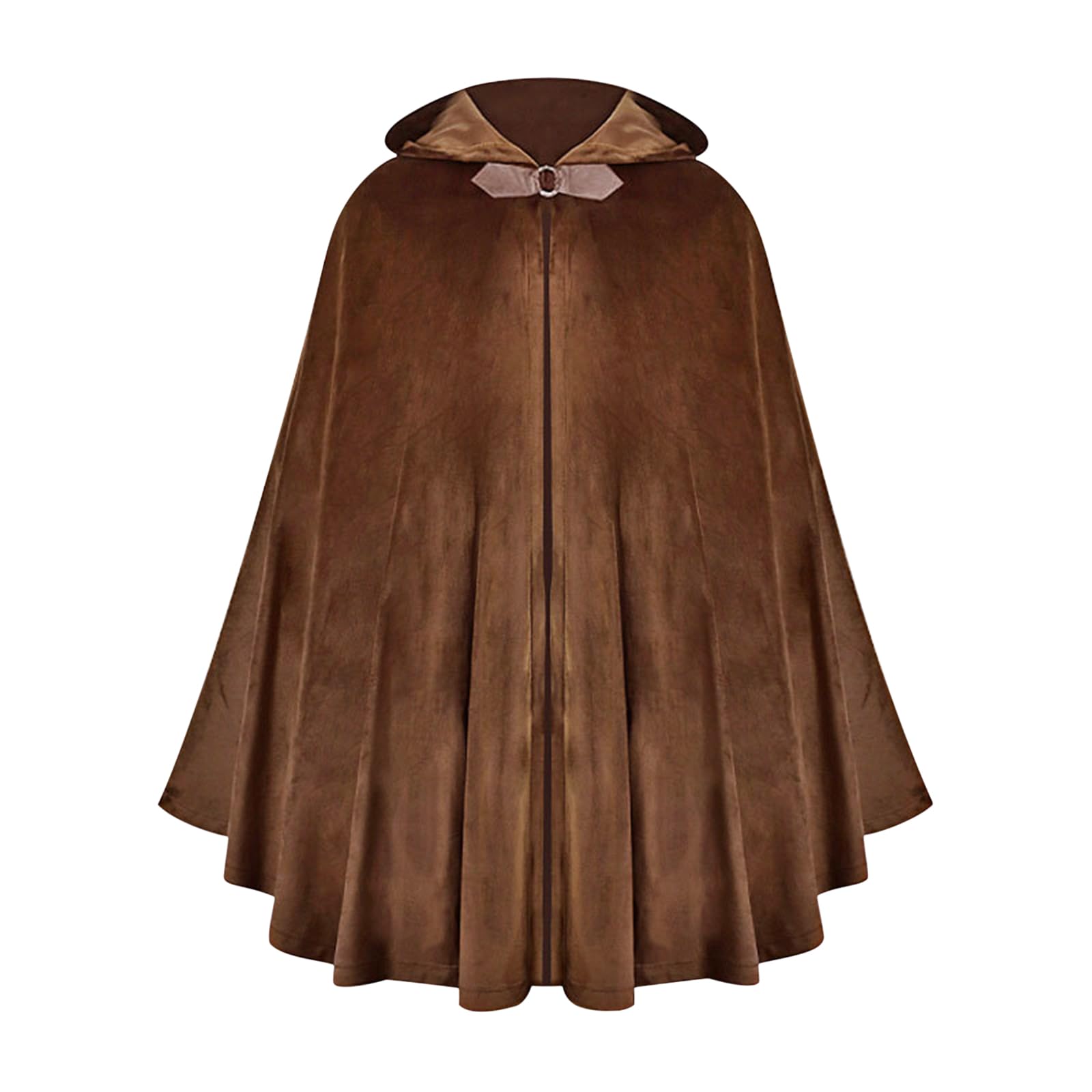 JIAHG Men Halloween Costume Hooded Cloak Adult Medieval Vintage Knight Cloak Cape Gothic Fancy Cool Cosplay Outfit Role Play Props Party Dress Up (Brown)