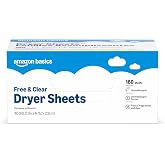 Amazon Basics Dryer Sheets Laundry Fabric Softener, Free &amp; Clear, Hypoallergenic, Free of Fragrances, Softening Agent, Dermatologist Tested, 160 Count
