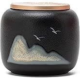 NS Online Black Small Urn Ashes Keepsake - 3 inches Ceramics Sharing Memorial Small Urn, Capacity 10 Cubic inches Memorial urn for Human, Pets - Qnty 1