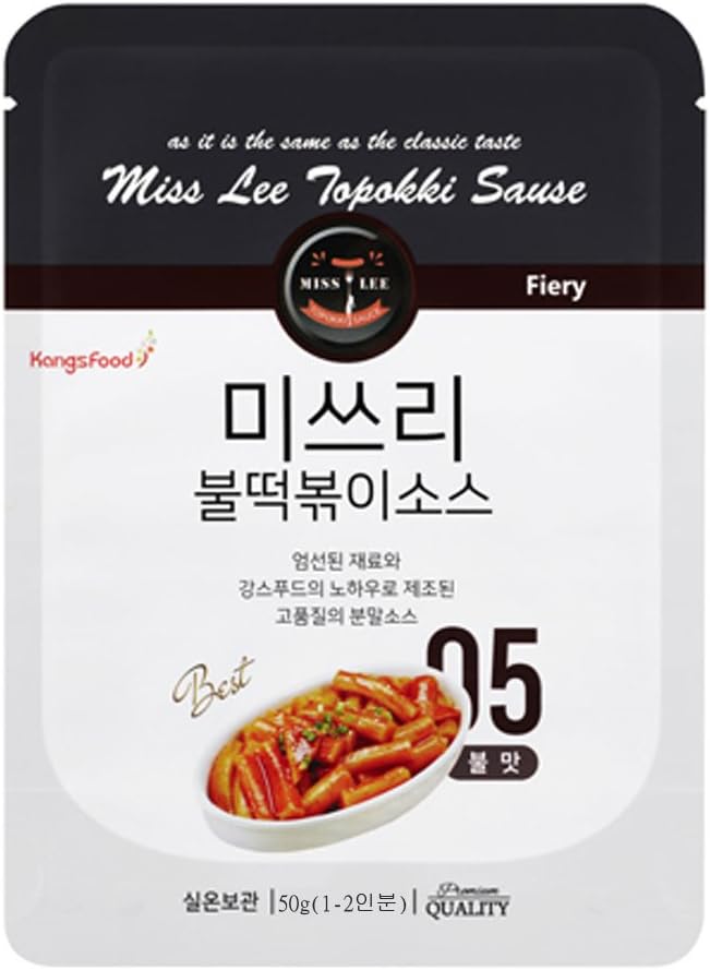 MISS LEE Korean Foods Topokki Ddeokbokki Stir-fried Rice Cake Sauce, Level 5 Fiery - Pack of 3