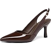 Rilista Women's Slingback Kitten Heels Closed Pointed Toe Wedding Party Dress Pumps Shoes