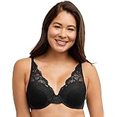 Bali Women's Lace Underwire Bra, One Smooth U Comfort Stretch Full-Coverage Lace Bras for Women, Convertible