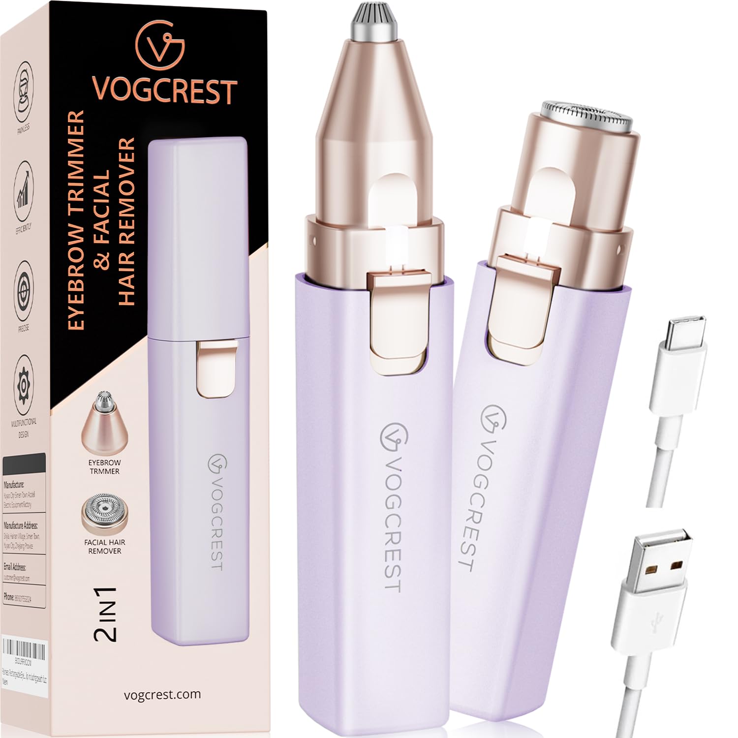 Rechargeable Facial Hair Remover for Women: 2 in 1 Electric Eyebrow and ...