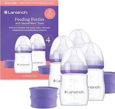 Lansinoh Anti Colic Baby Bottles 160ml NaturalWave Medium Flow 4-Pack