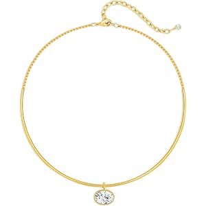 LILIE&WHITE Gold Plated Marquise Cut Oval Marquise Teardrop Cubic Zirconia Square Crystal Pendant Choker Necklace for Women
