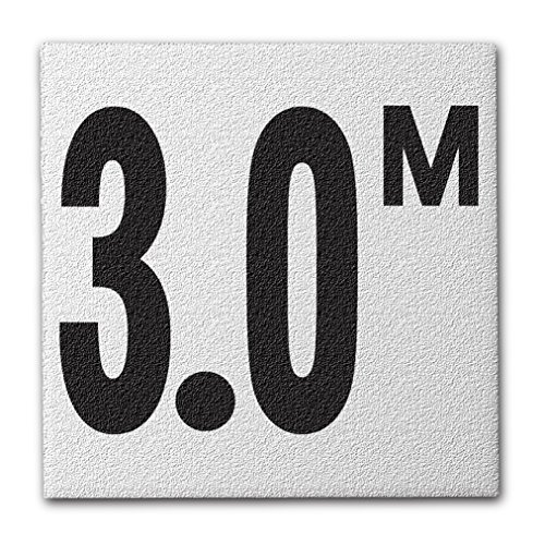 Ceramic Swimming Pool Deck Depth Marker " 3.0 M " Abrasive Non-Slip Finish, 4 inch Font