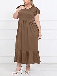 Moon Wood Women's 2025 Plus Size Casual Dress Crew