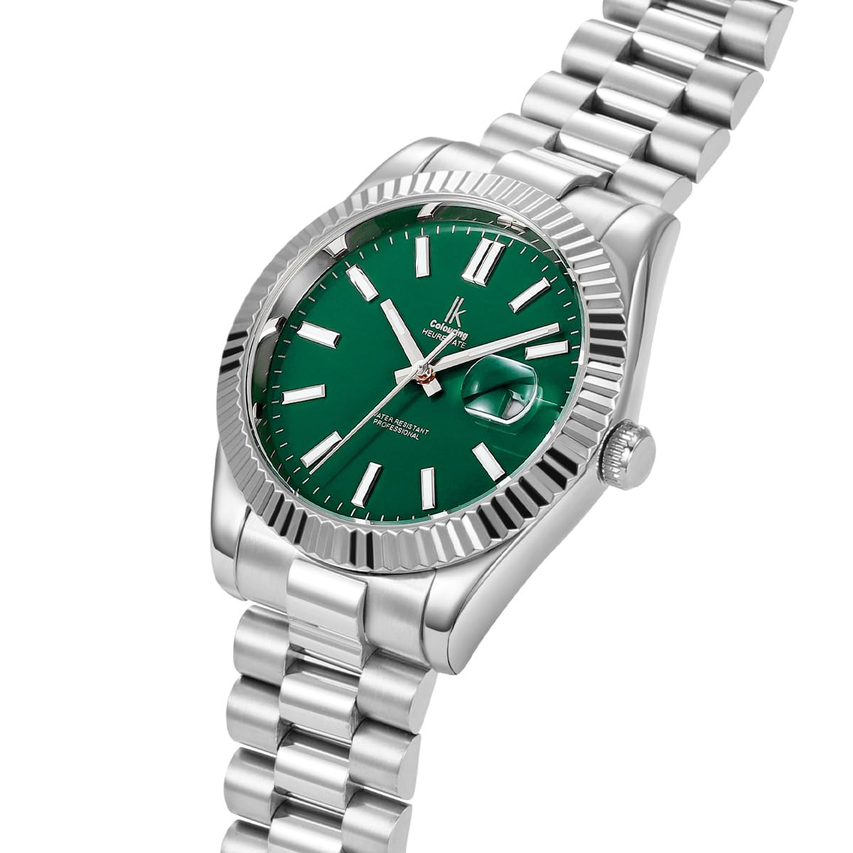 Alienwork IK Watch Men Women Calendar Metal Bracelet