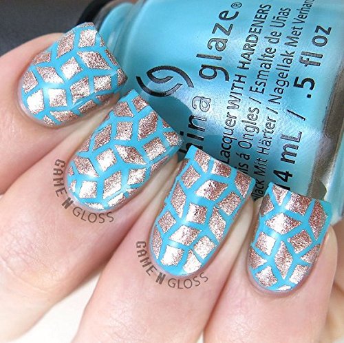 Original Diamond Stencils Nail Vinyls By Twinkled T - 1 Sheet of 16 Stencils