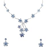 Faship Gorgeous Rhinestone Crystal Floral Necklace Earrings Set