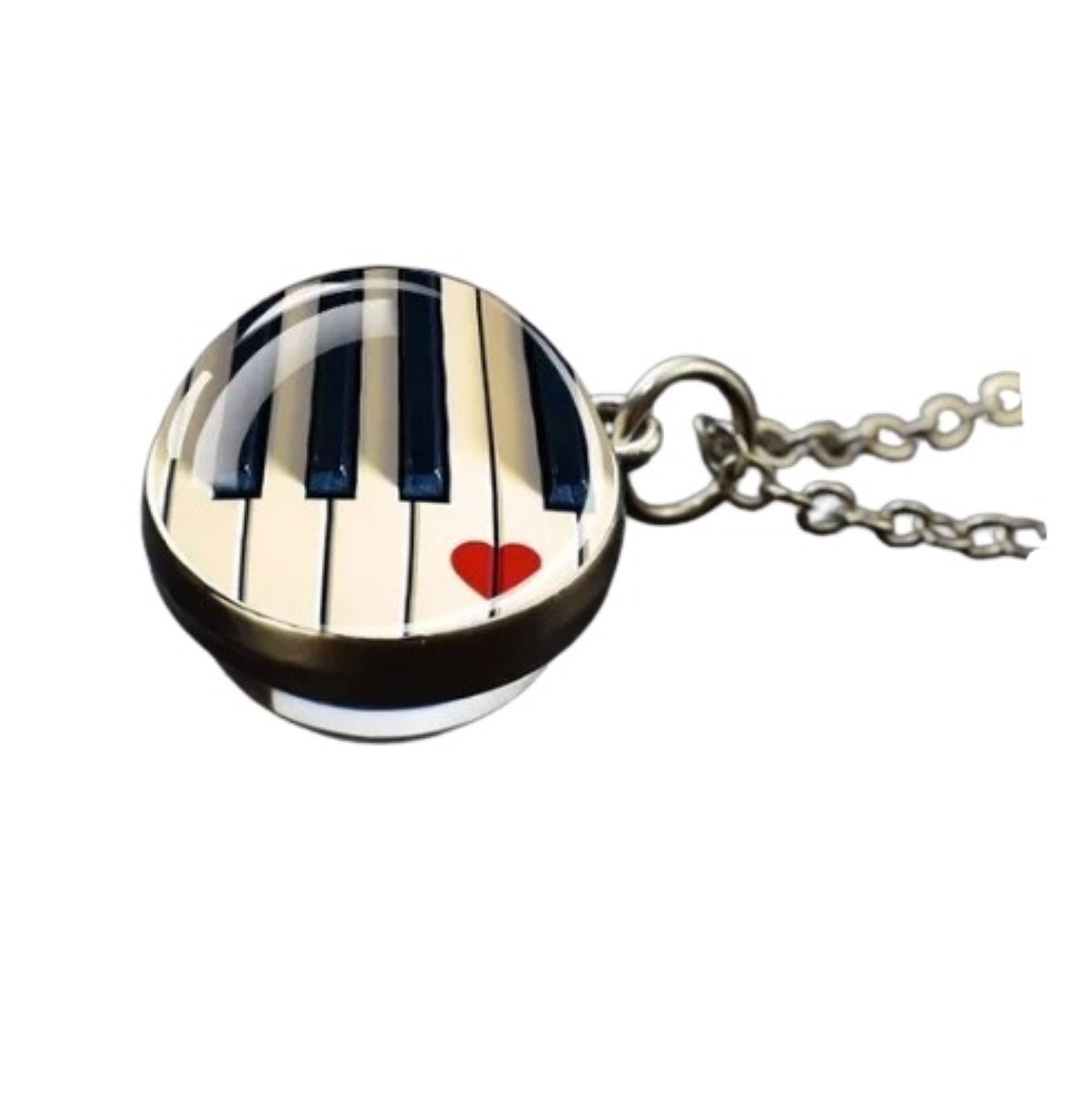 CrownOfRibbons Piano Key Necklace and Heart, Musical Jewellery Gift for Women