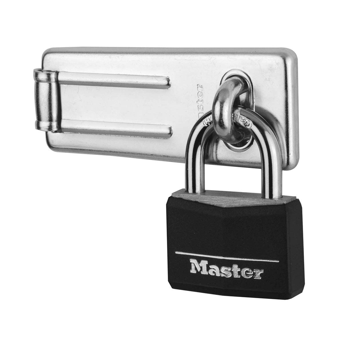 Master Lock 9140703EURD Pack Including Door Hasp and Keyed Padlock, Black