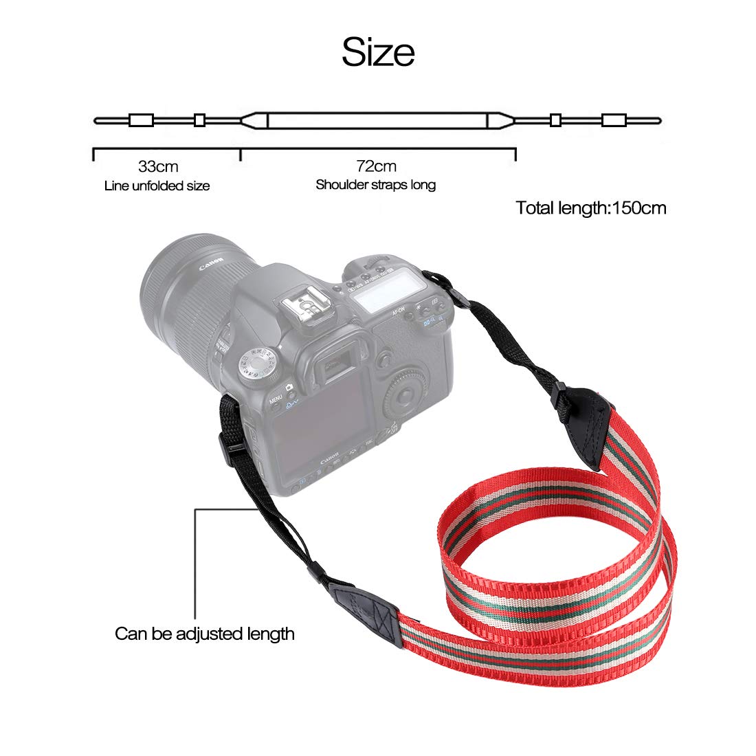 BYbrutek Kameragurt für DSLRs, Weich Kamera Schultergurt (universal passend), 150cm Long, 3.8cm Wide (6010R)