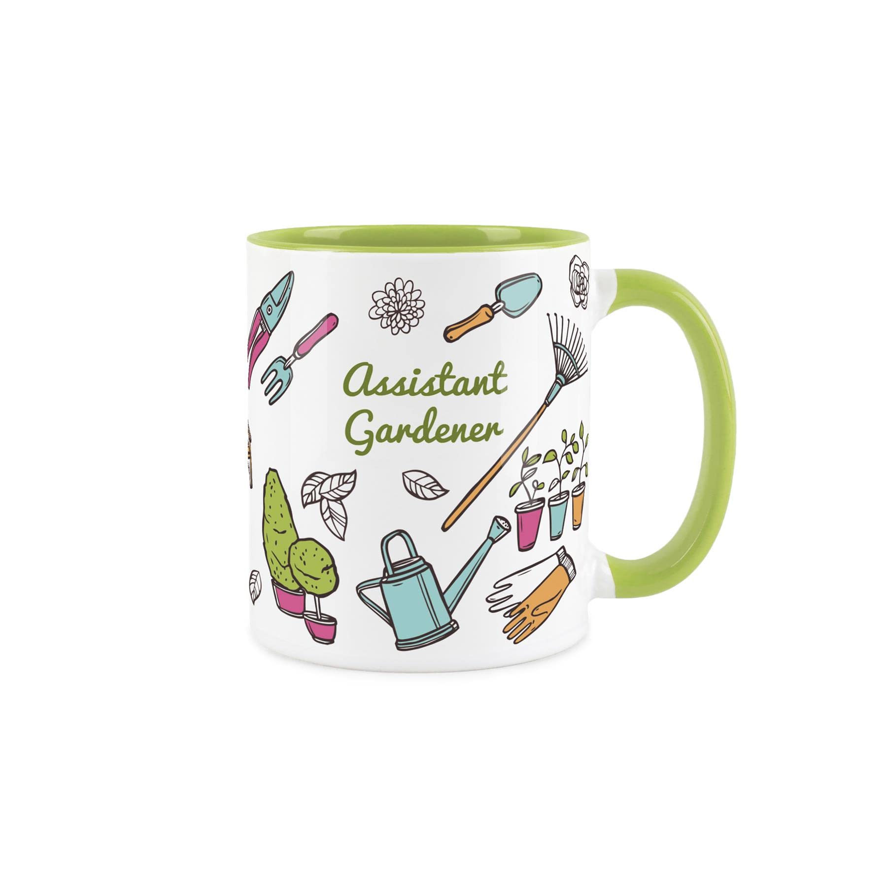 Purely Home Assistant Gardener Mug - Gardening Gift White & Green Coffee/Tea 11oz