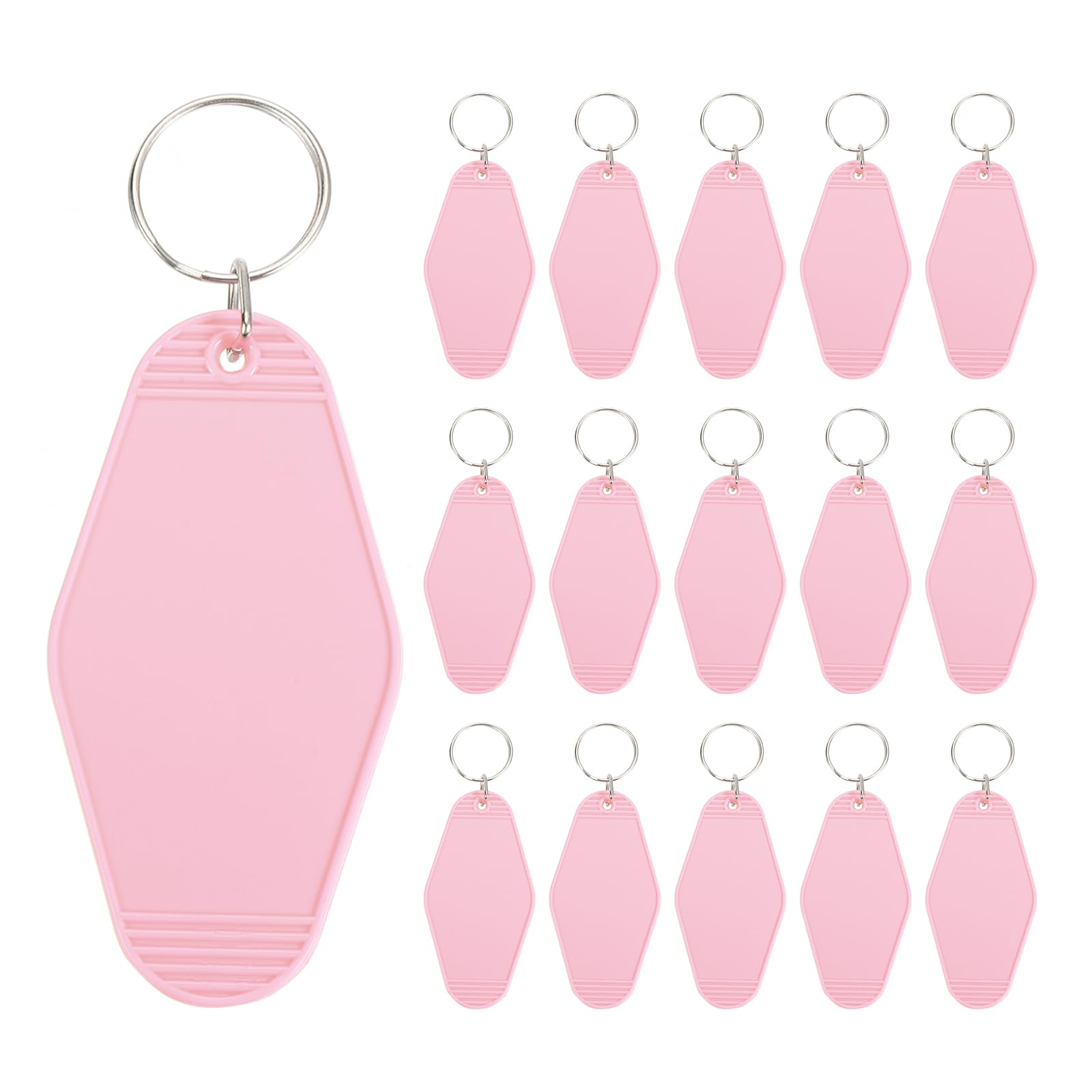 PATIKIL Vintage Motel Keychain, 16 Pack Blank Hotel Keychains Rhombus Retro Key Tag for DIY Crafts Ornament Backpack Luggage Labels Tags, Light Pink
