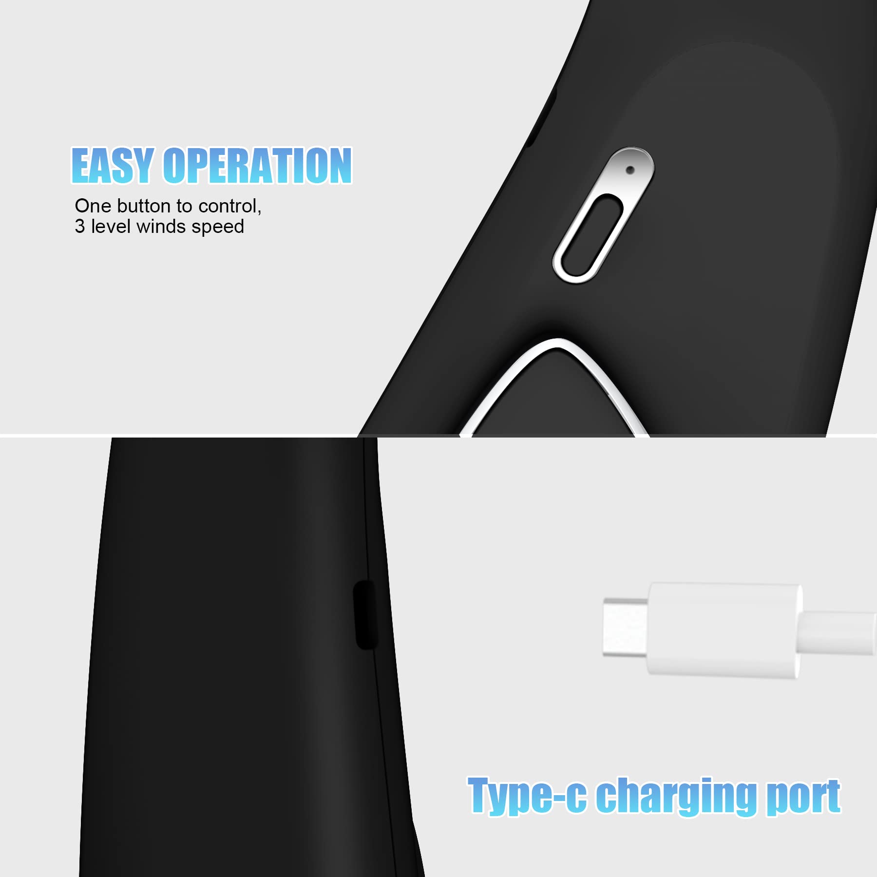 Kternay Bladeless Neck Fan - 6000mAh Portable Neck Fan with 3 Wind Speed,USB Rechargeable Personal Fan, Hands-Free Design USB Fan - Ideal for Outdoor Activities and Travel
