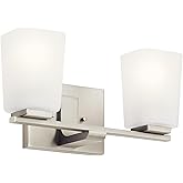 Kichler 55016NI Roehm Vanity, 2-Light 150 Total Watts, Brushed Nickel
