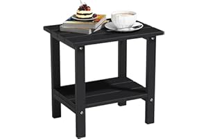 Yardgrace Double Adirondack Outdoor Side Table, Weather-Resistant Patio End Table for Backyard, Pool & Porch, Durable & Stylish Patio Side Table, Black