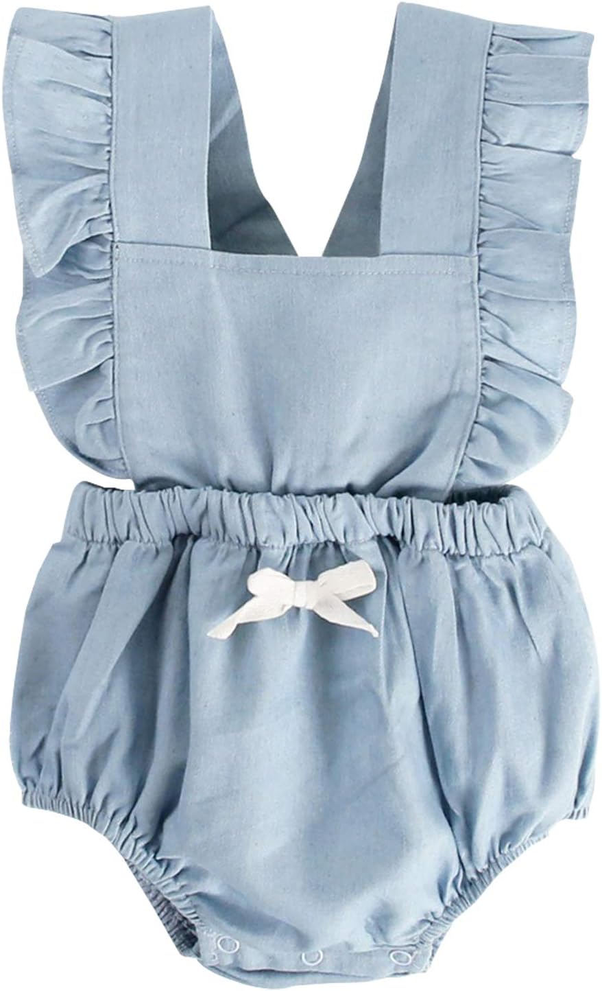 Unmega Baby Girl Sleeveless Romper Ruffle Jumpsuit Long Pants Overalls