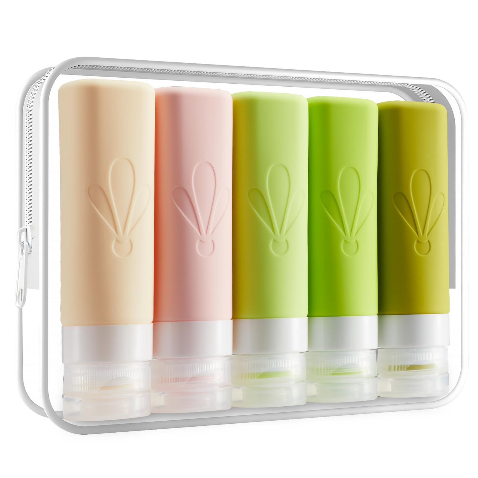 INSFIT Travel Bottles for Toiletries, CAA Approved 90ml Travel Size Toiletries, BPA Free Leak Proof Silicone Containers, Holiday Essentials for Women Travel Essentials for Shampoo with Toiletry Bag