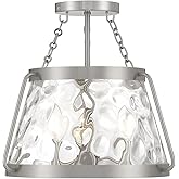 Savoy House 6-1802-3-SN Crawford Vintage Traditional Coastal Clear Water Glass Semi-Flush, 3-Light 180 Total Watts, 14" H x 1